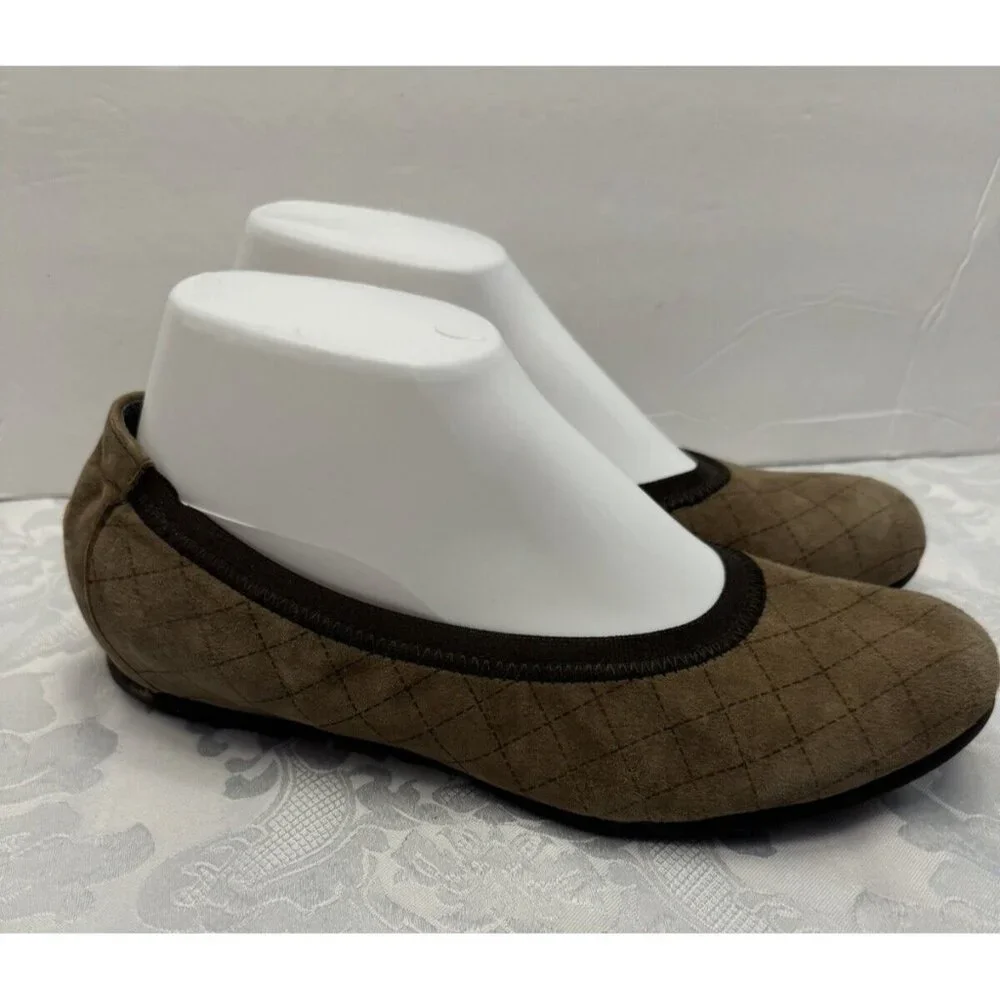 Munro Size 9M Brown Quilted Ballet Flats‎ Comfort Shoes